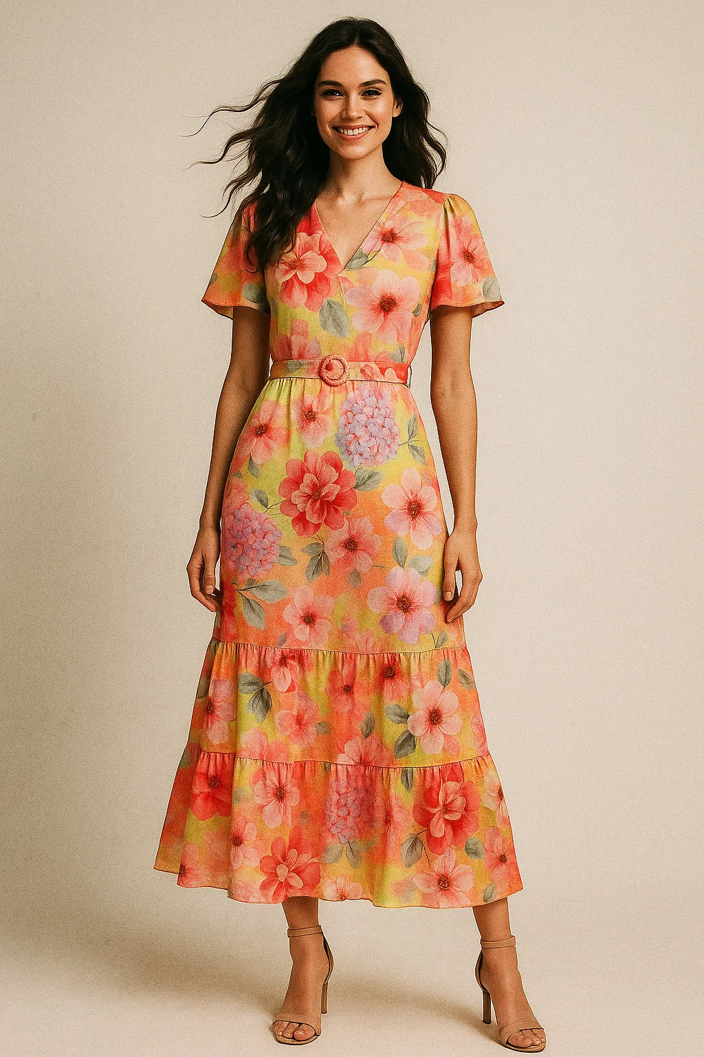 Multi-Color Floral Design Digital Printed Fabric