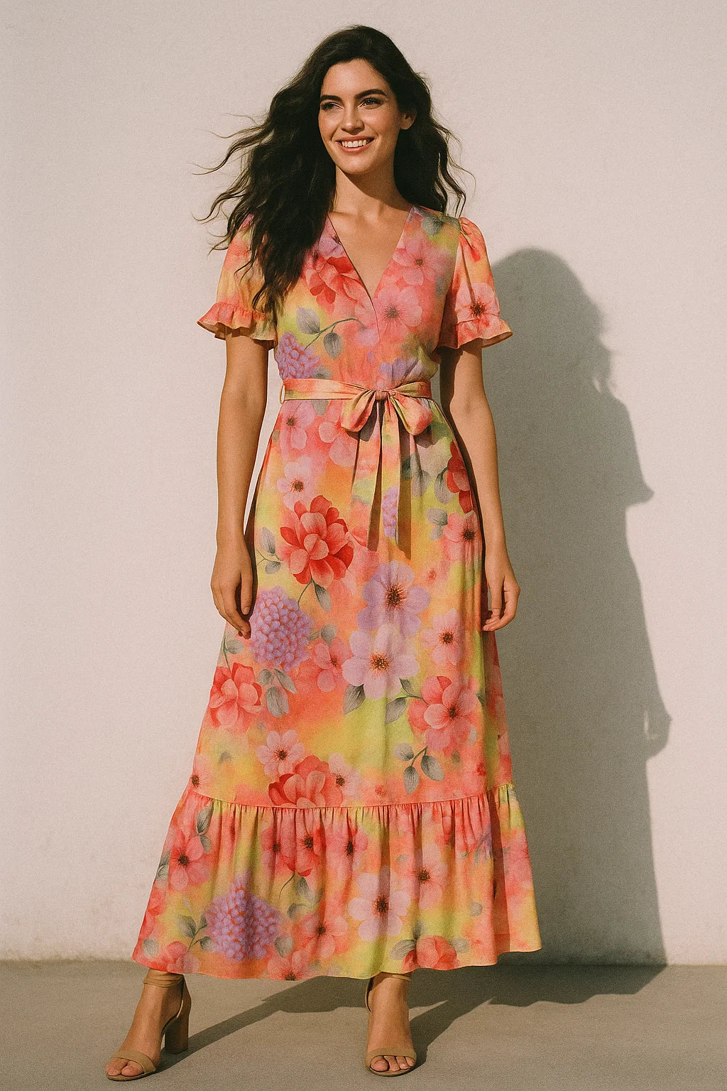 Multi-Color Floral Design Digital Printed Fabric