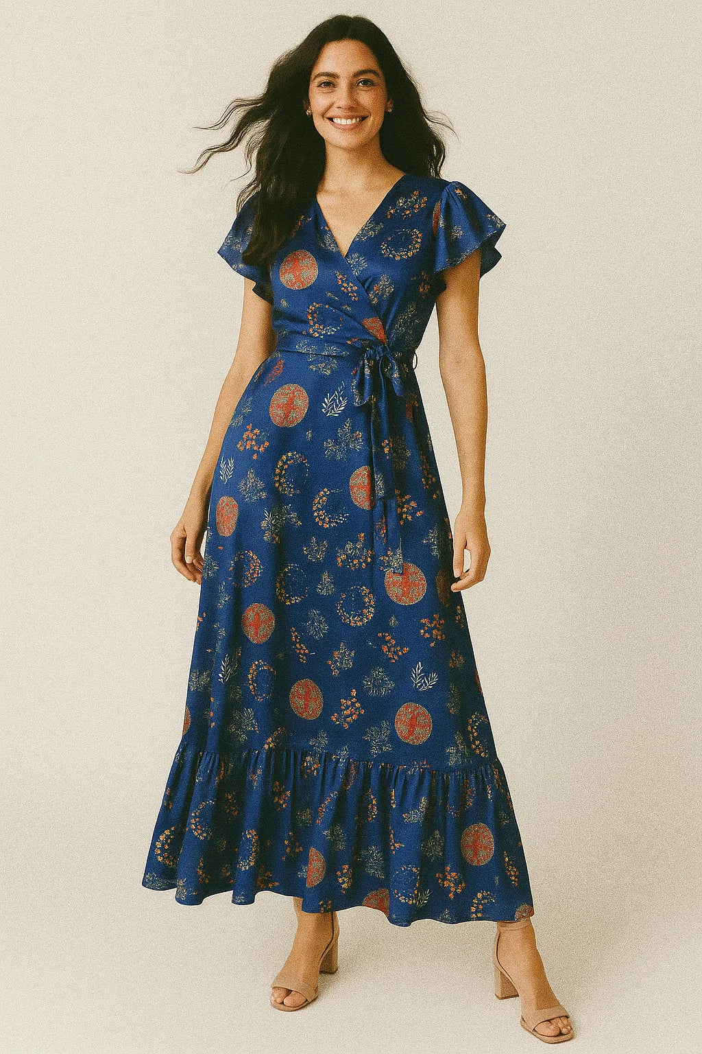 Beautiful Quirky Pattern over Blue Base Digital Printed Fabric