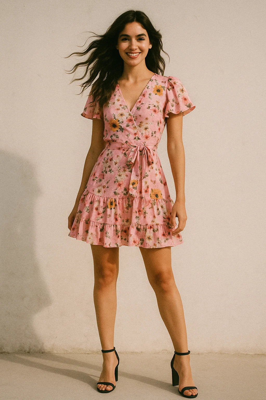 Beautiful Floral Vine Pink Base Digital Printed Fabric