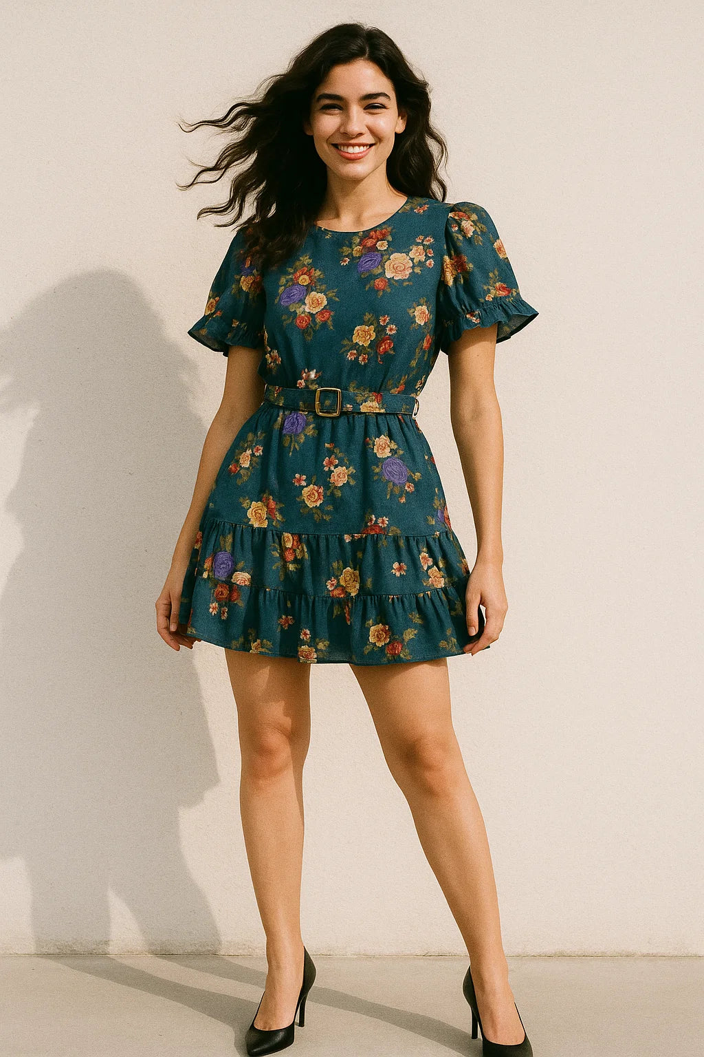 Colourful Flower Bunch Digital Printed Fabric - Japan Satin