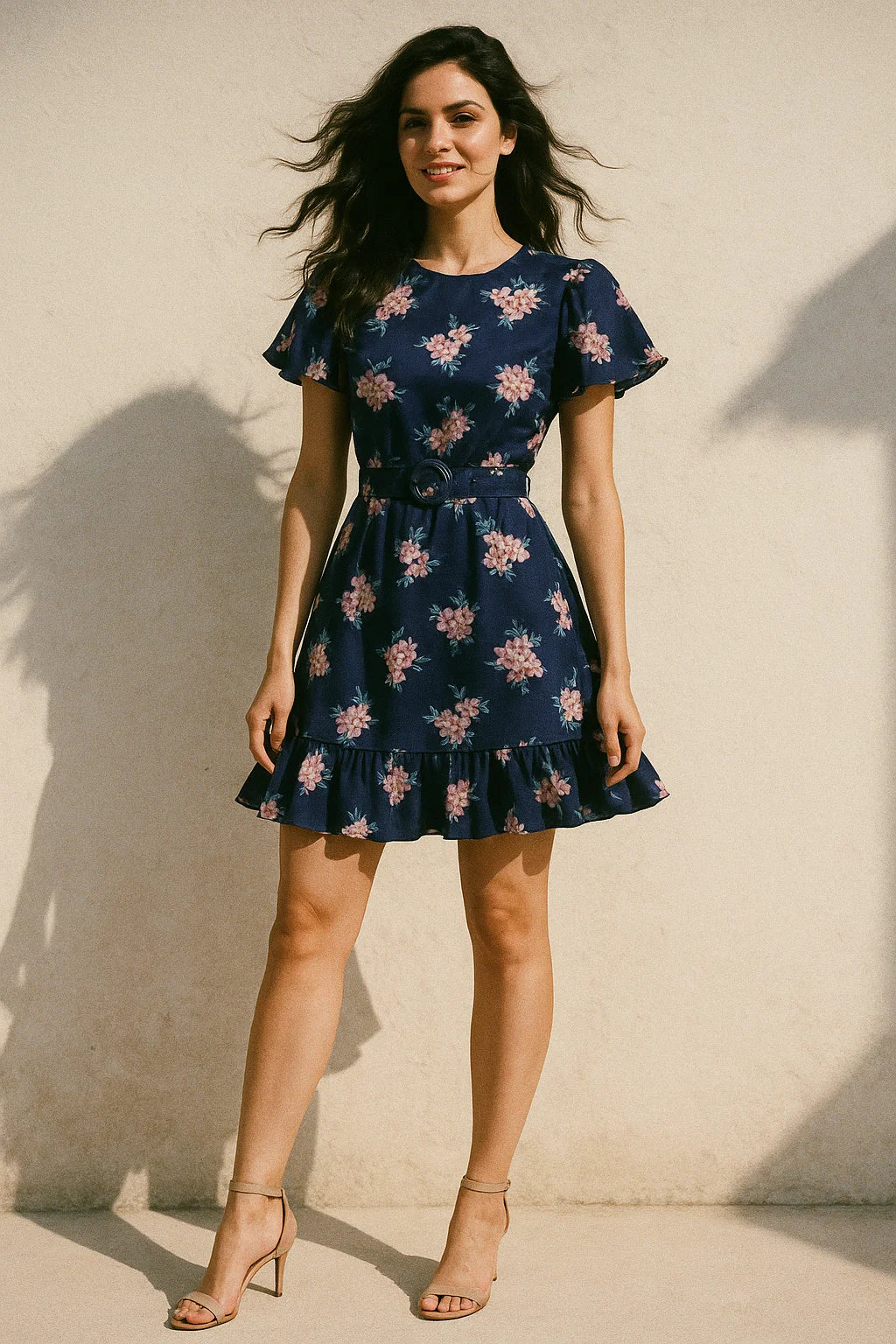 Violet Flower Bunch Digital Printed Fabric - Japan Satin