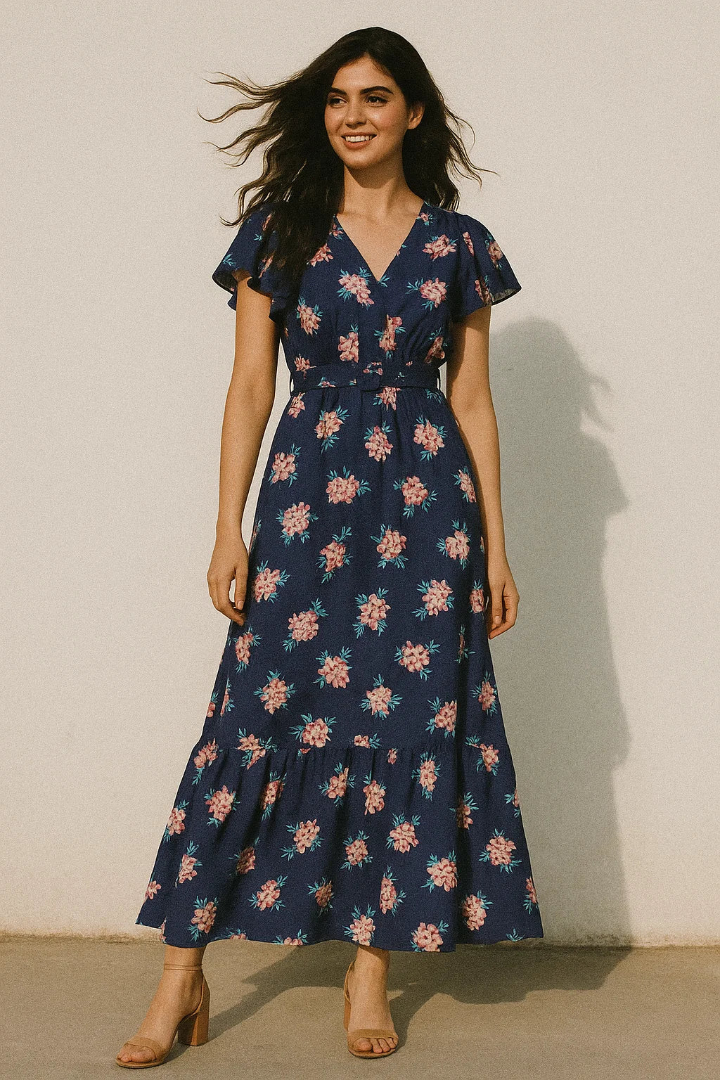 Violet Flower Bunch Digital Printed Fabric - Japan Satin