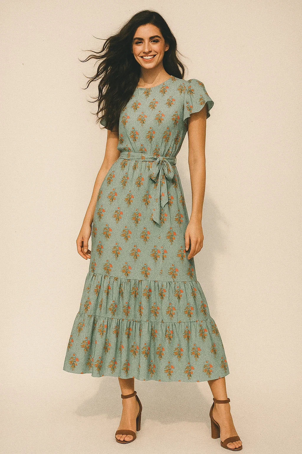 Vintage Flower Repeat Digital Printed Fabric - Japan Satin