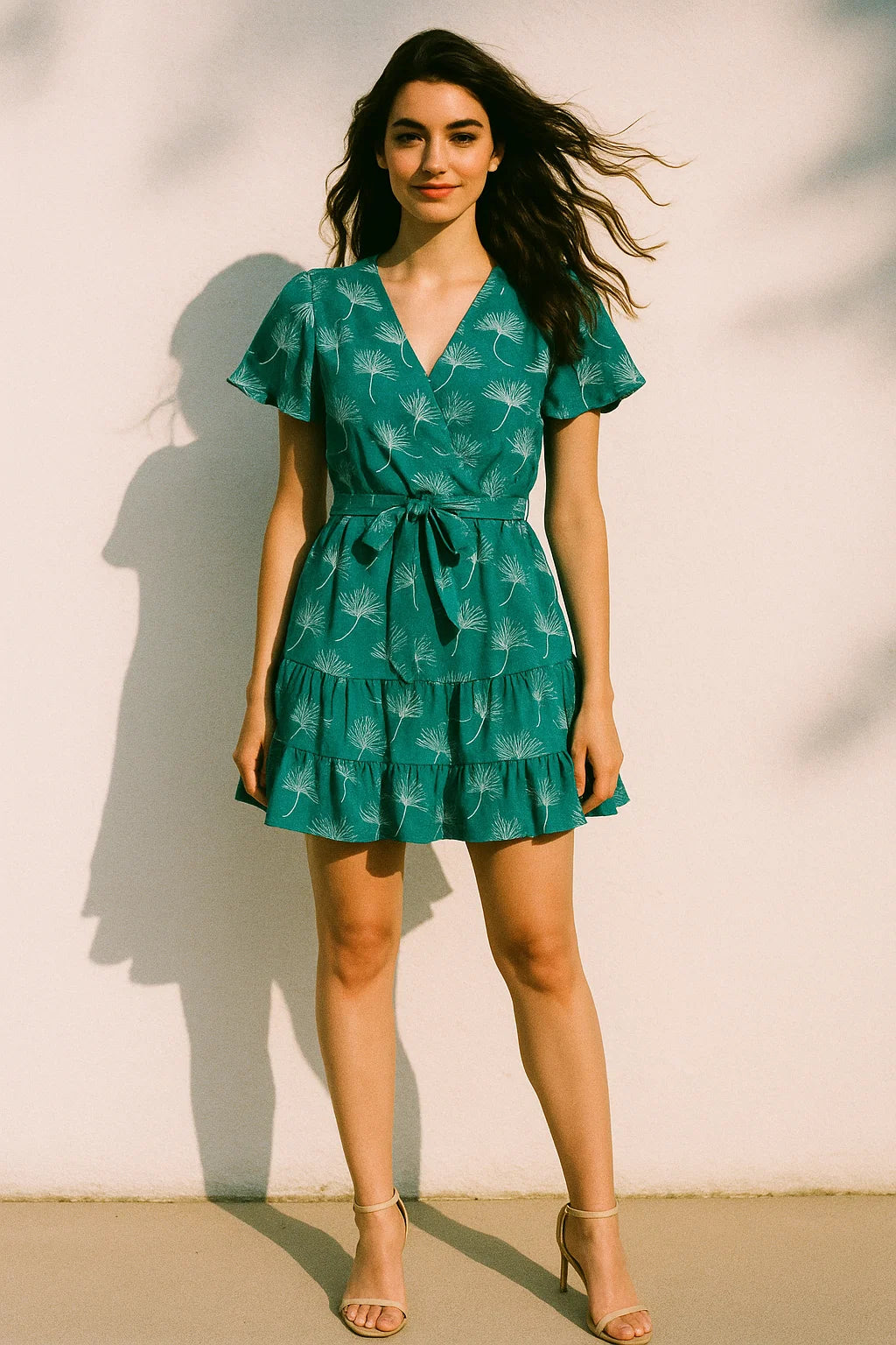 White Floating Flower Digital Printed Fabric - Japan Satin