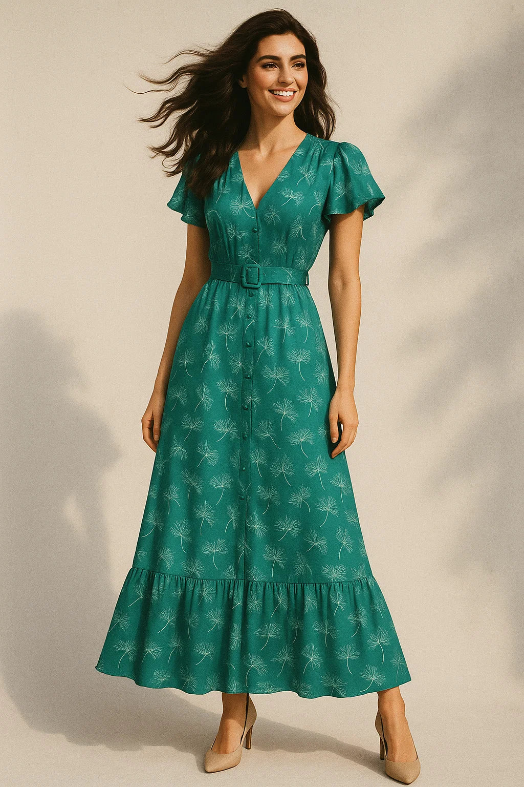 White Floating Flower Digital Printed Fabric - Japan Satin