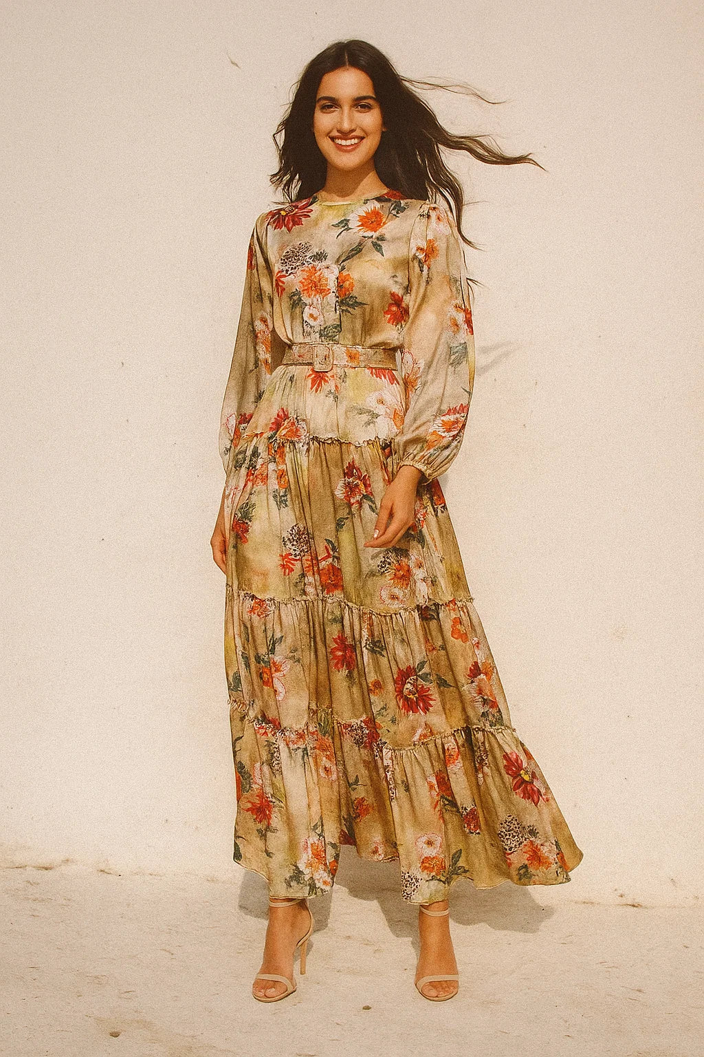 High Quality Multicolor Floral Digitally Printed Japan Satin Fabrics