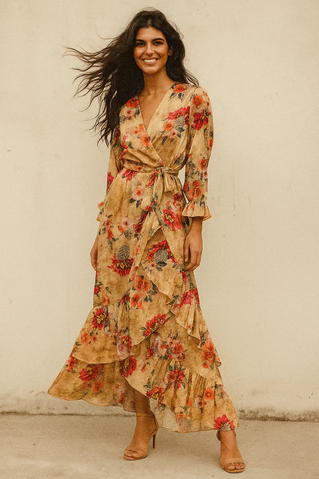 High Quality Multicolor Floral Digitally Printed Japan Satin Fabrics