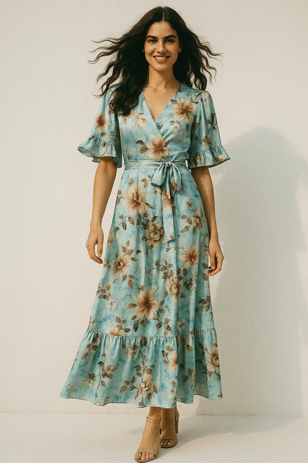 High Quality Multicolor Floral Rama Base Digitally Printed Fabrics