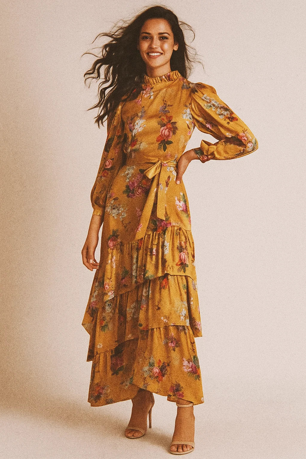 High Quality Multicolor Floral with Yellow Base Digitally Printed Fabrics