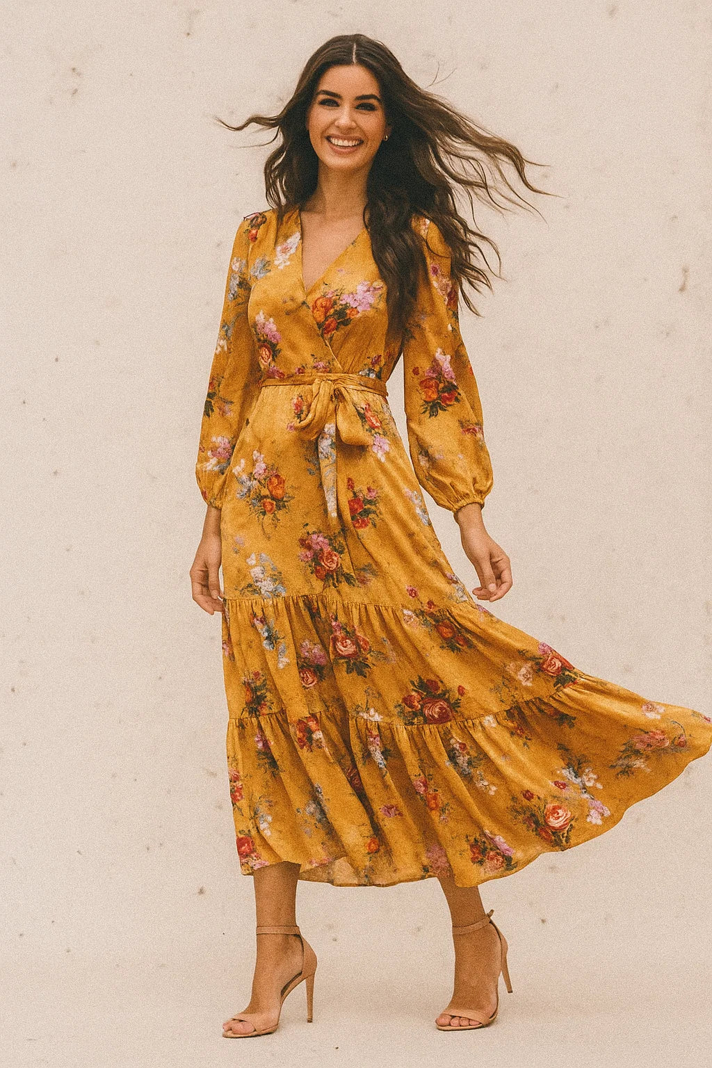 High Quality Multicolor Floral with Yellow Base Digitally Printed Fabrics