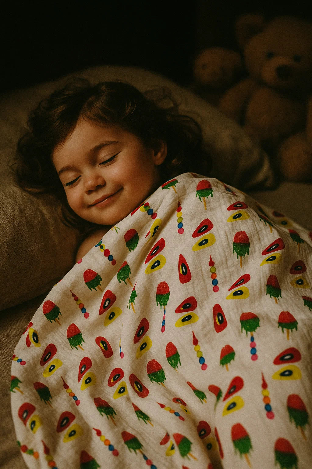 Ice candy kids quirky muslin digital printed fabric