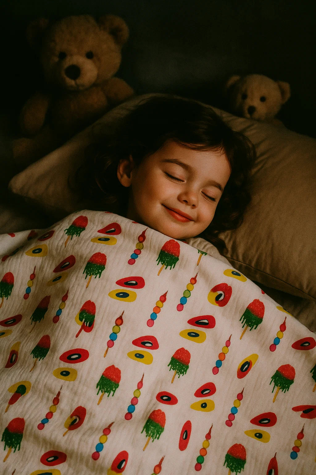 Ice candy kids quirky muslin digital printed fabric