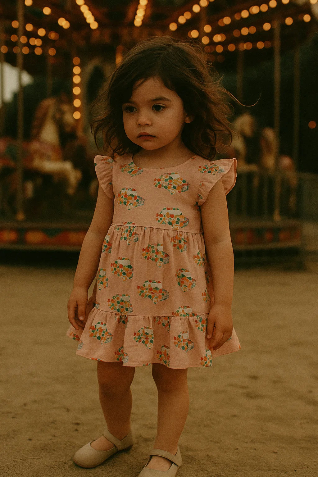 Pink Muslin Digital Printed Kids Fabric with Car Prints