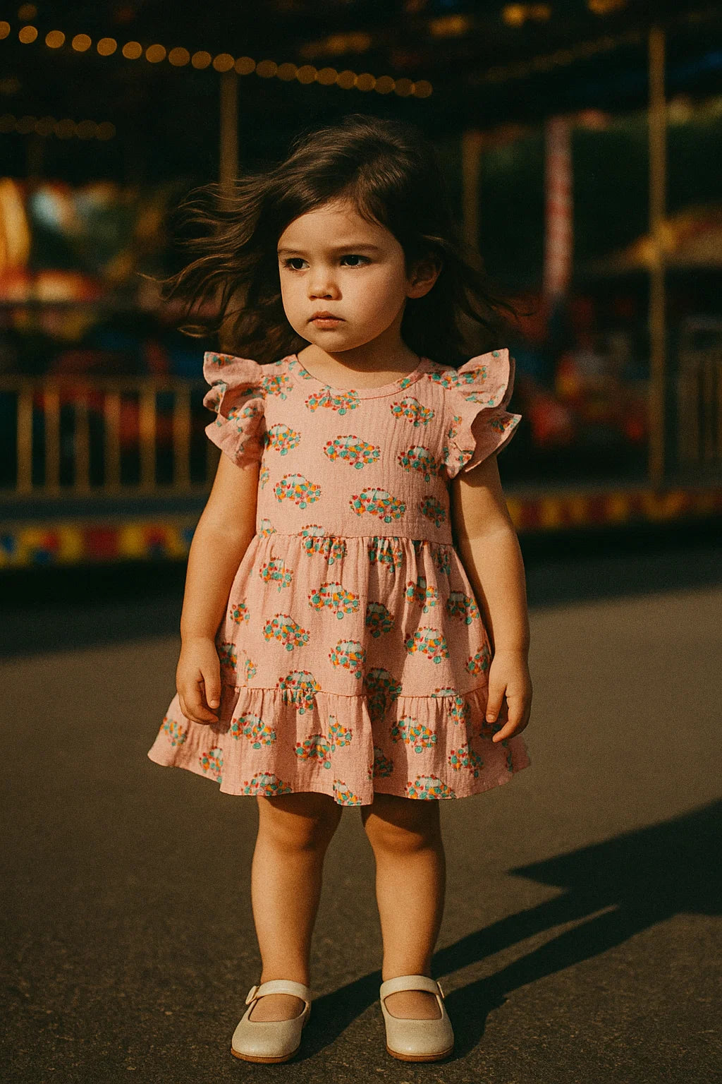 Pink Muslin Digital Printed Kids Fabric with Car Prints