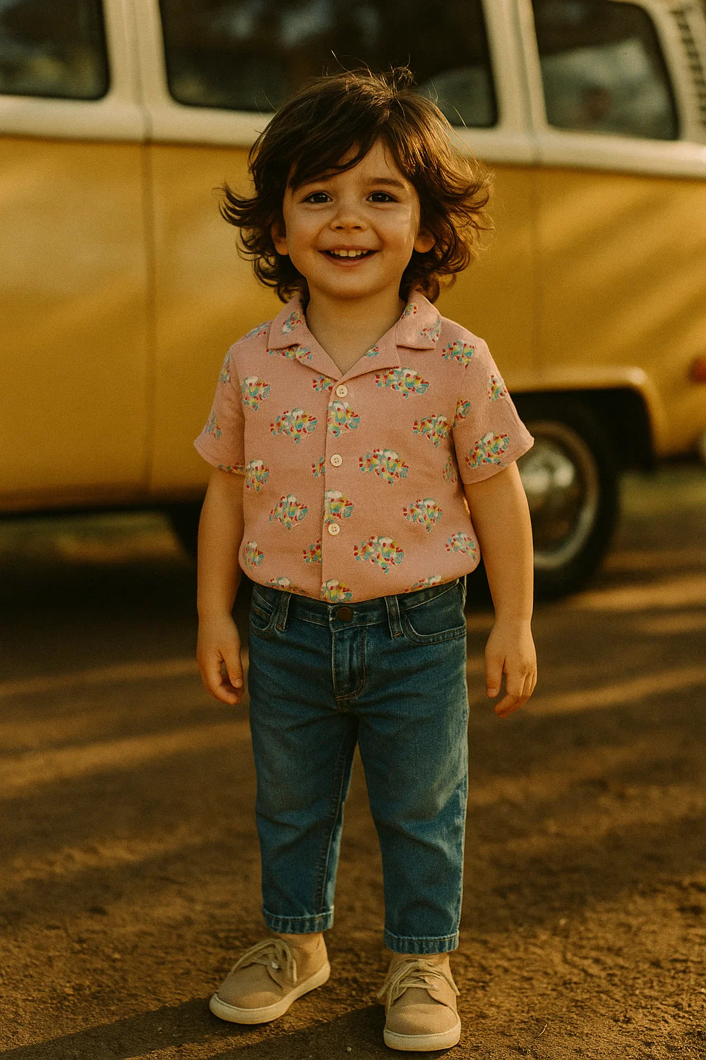 Pink Muslin Digital Printed Kids Fabric with Car Prints