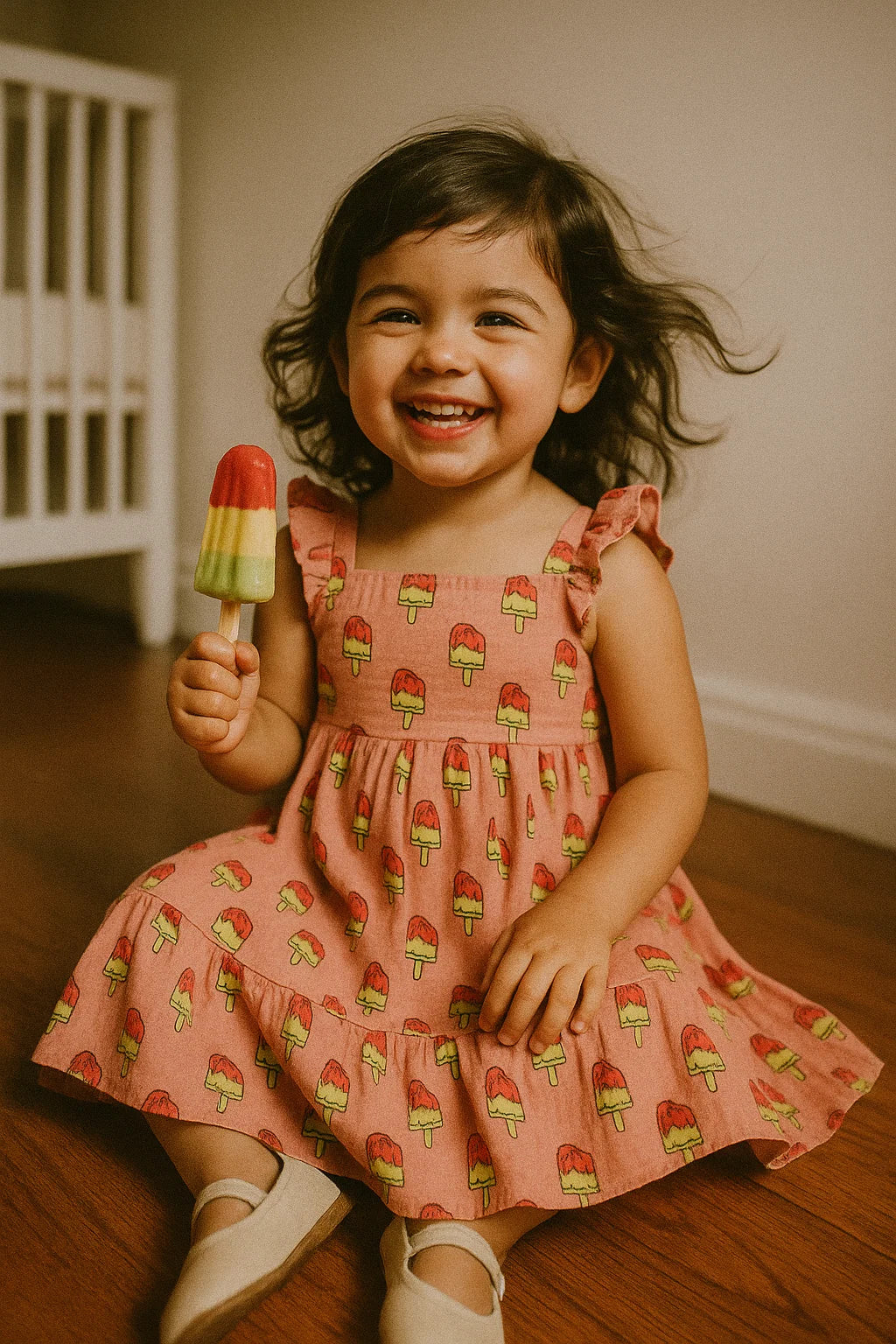 Pink and Red Popsicle Print Muslin Fabric for Kids