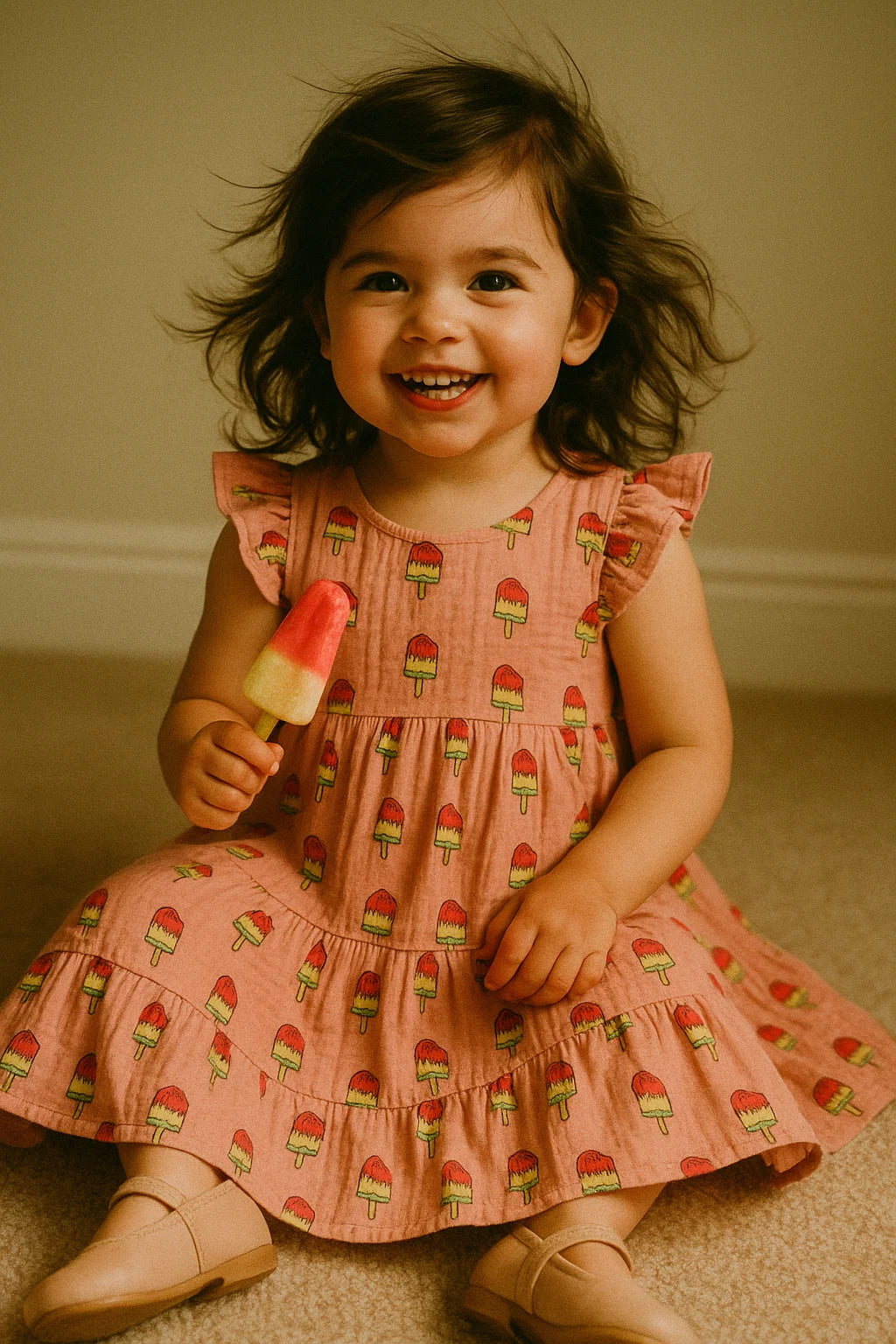 Pink and Red Popsicle Print Muslin Fabric for Kids