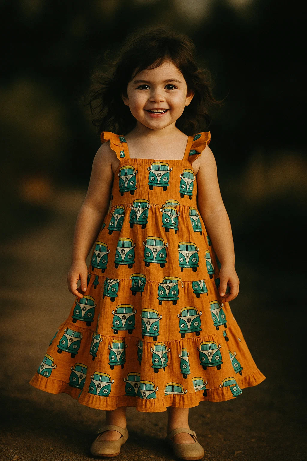 Orange and Blue Ven Print Muslin Fabric for Kids