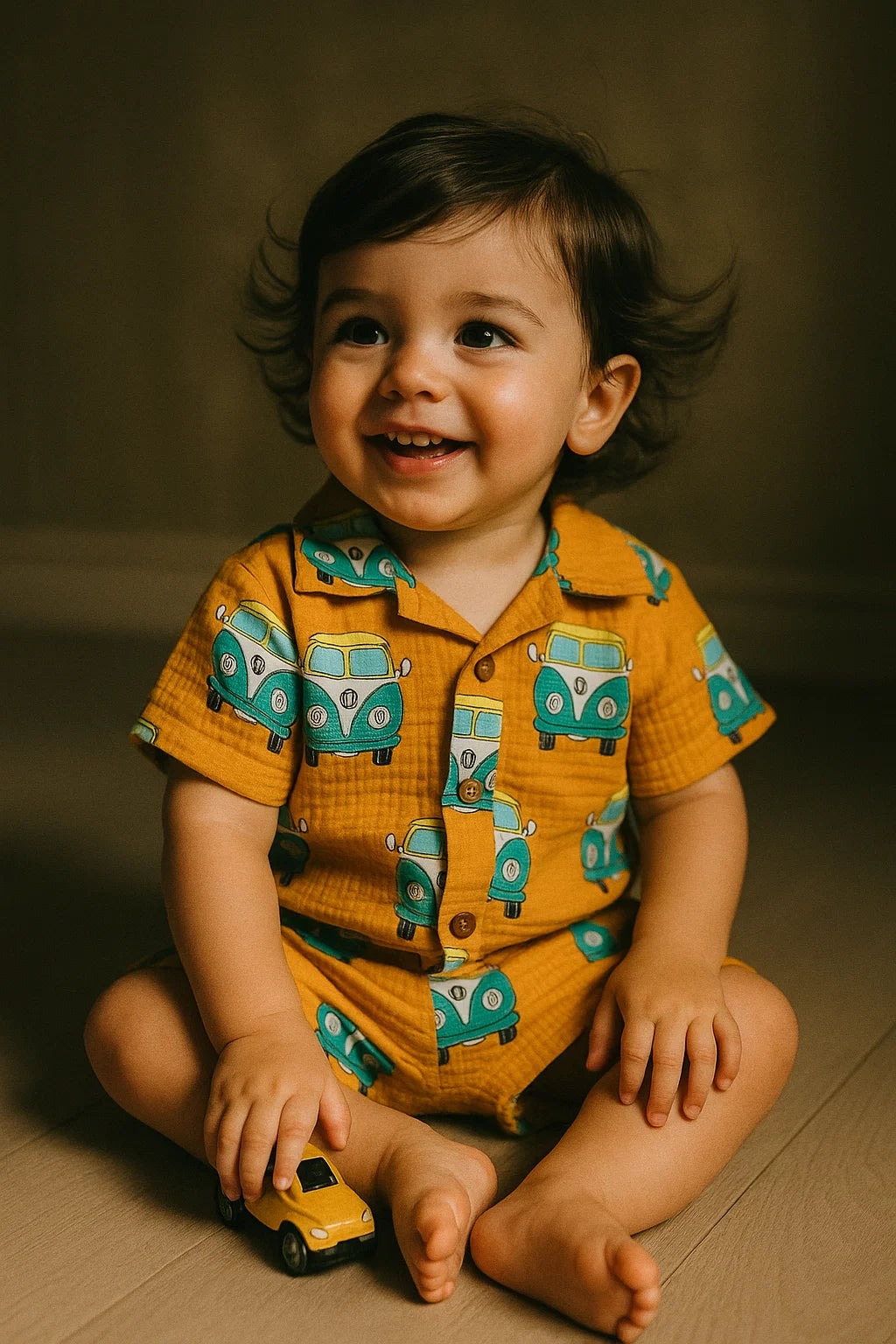 Orange and Blue Ven Print Muslin Fabric for Kids