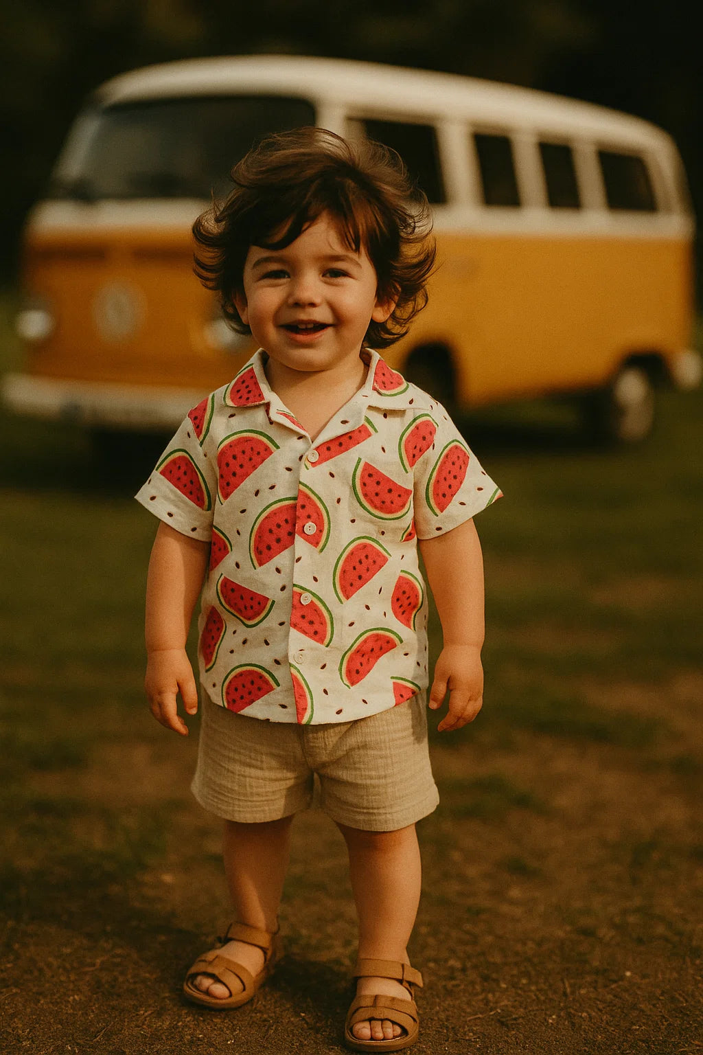 Red and White Watermelon Print Muslin Fabric for Kids