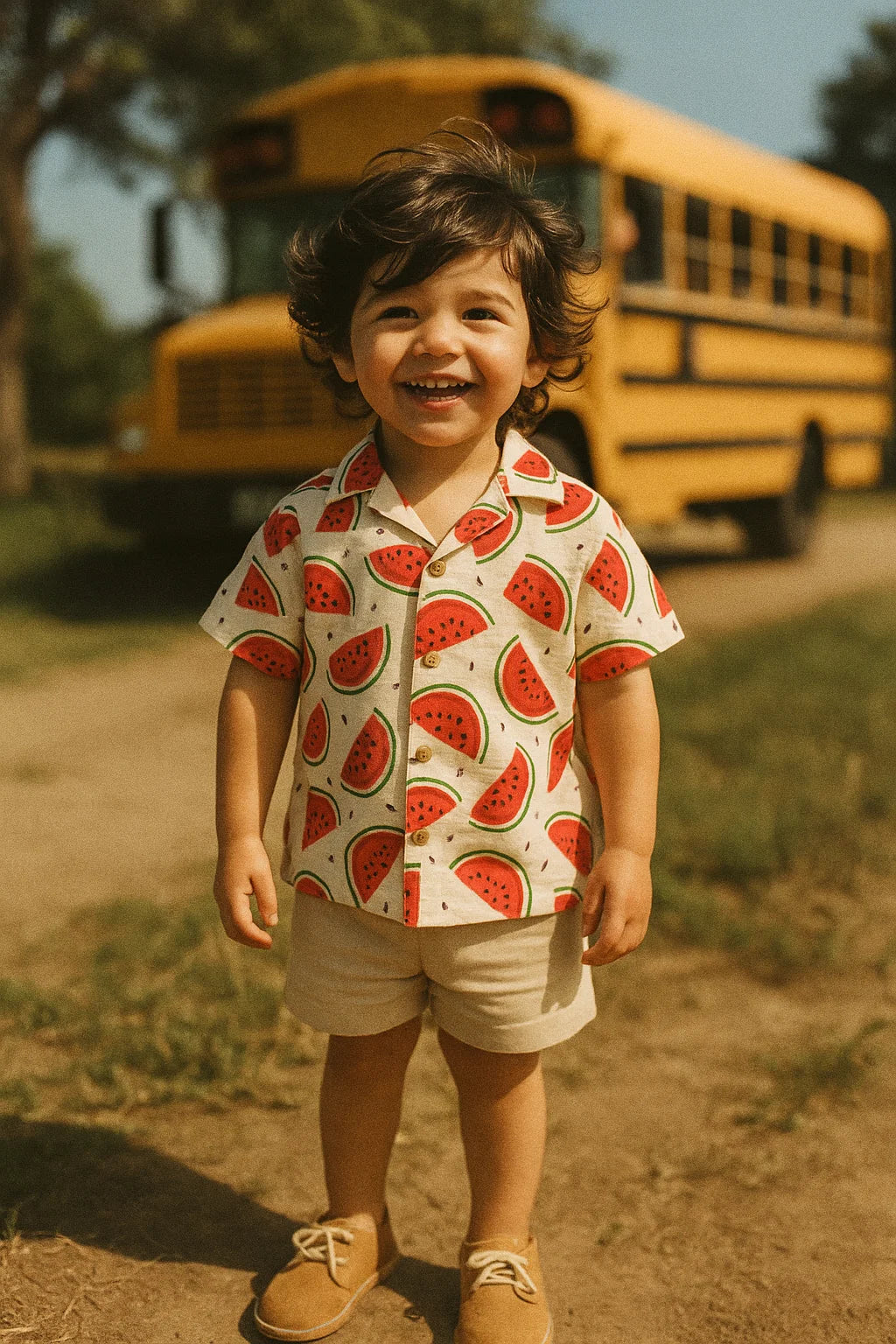 Red and White Watermelon Print Muslin Fabric for Kids
