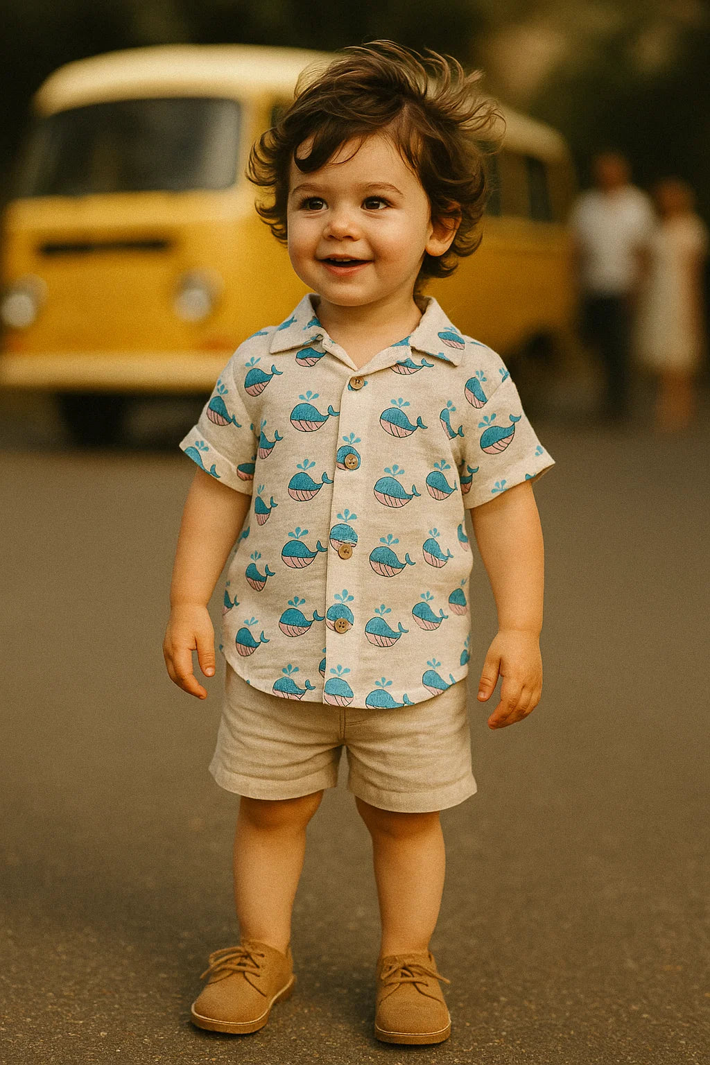 Blue and White Whale Print Muslin Fabric for Kids