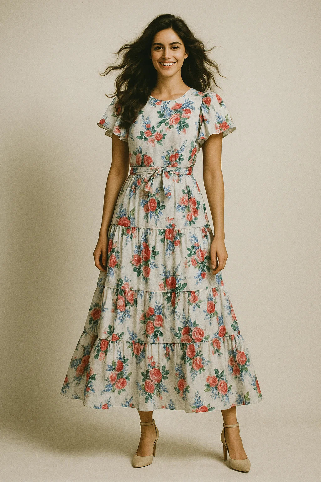 Classy floral print muslin fabric from FAB VOGUE Studio