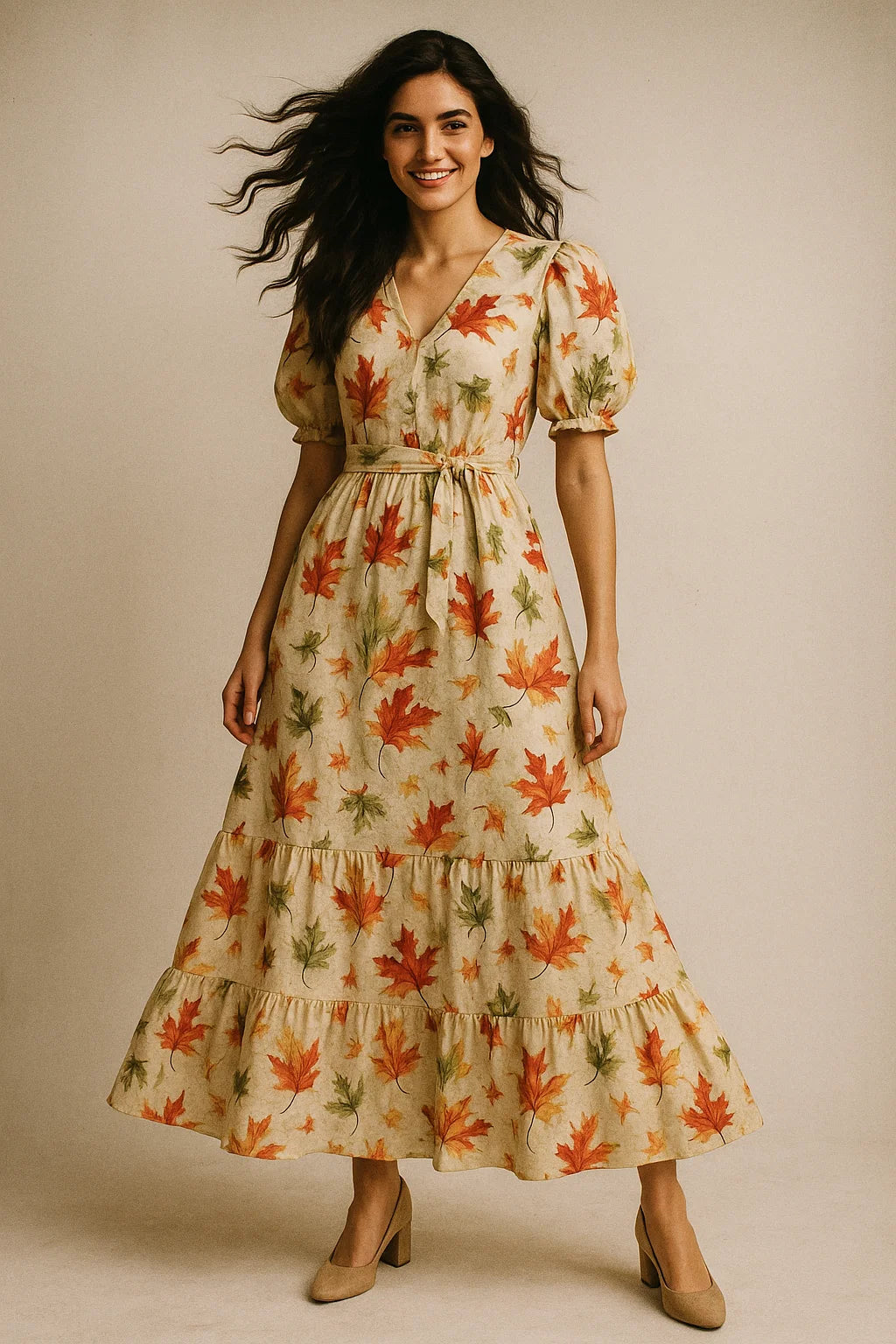 Gorgeous green leaves digital printed muslin fabric by FAB VOGUE Studio