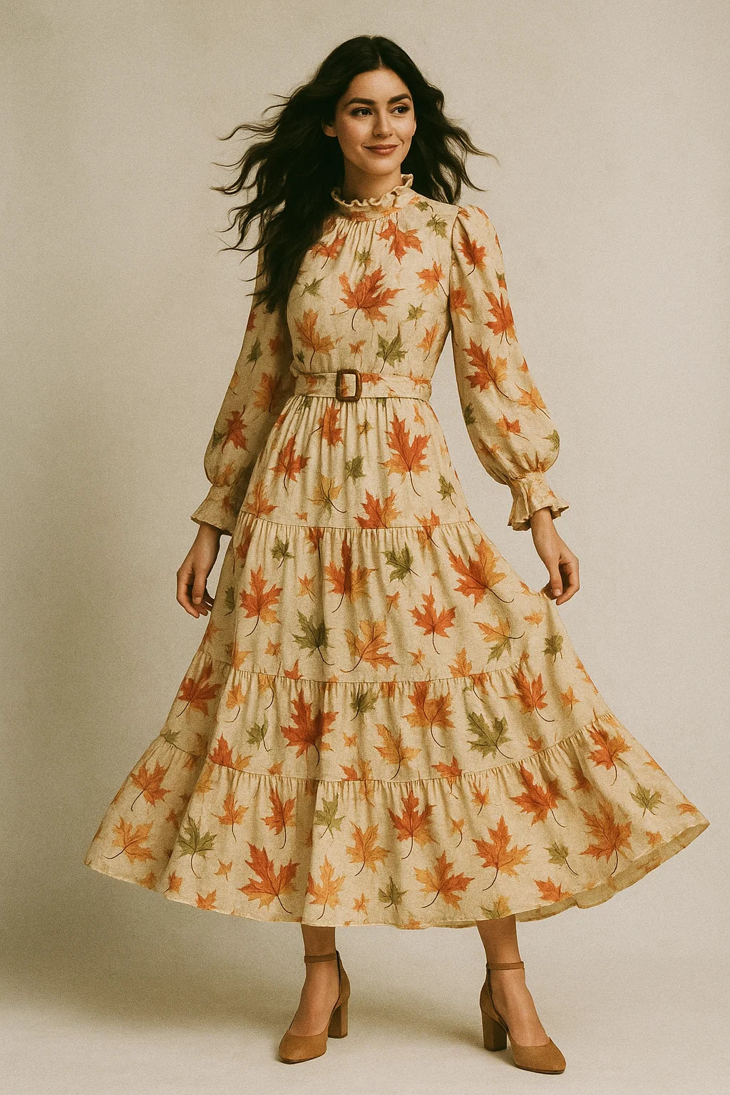 Gorgeous green leaves digital printed muslin fabric by FAB VOGUE Studio