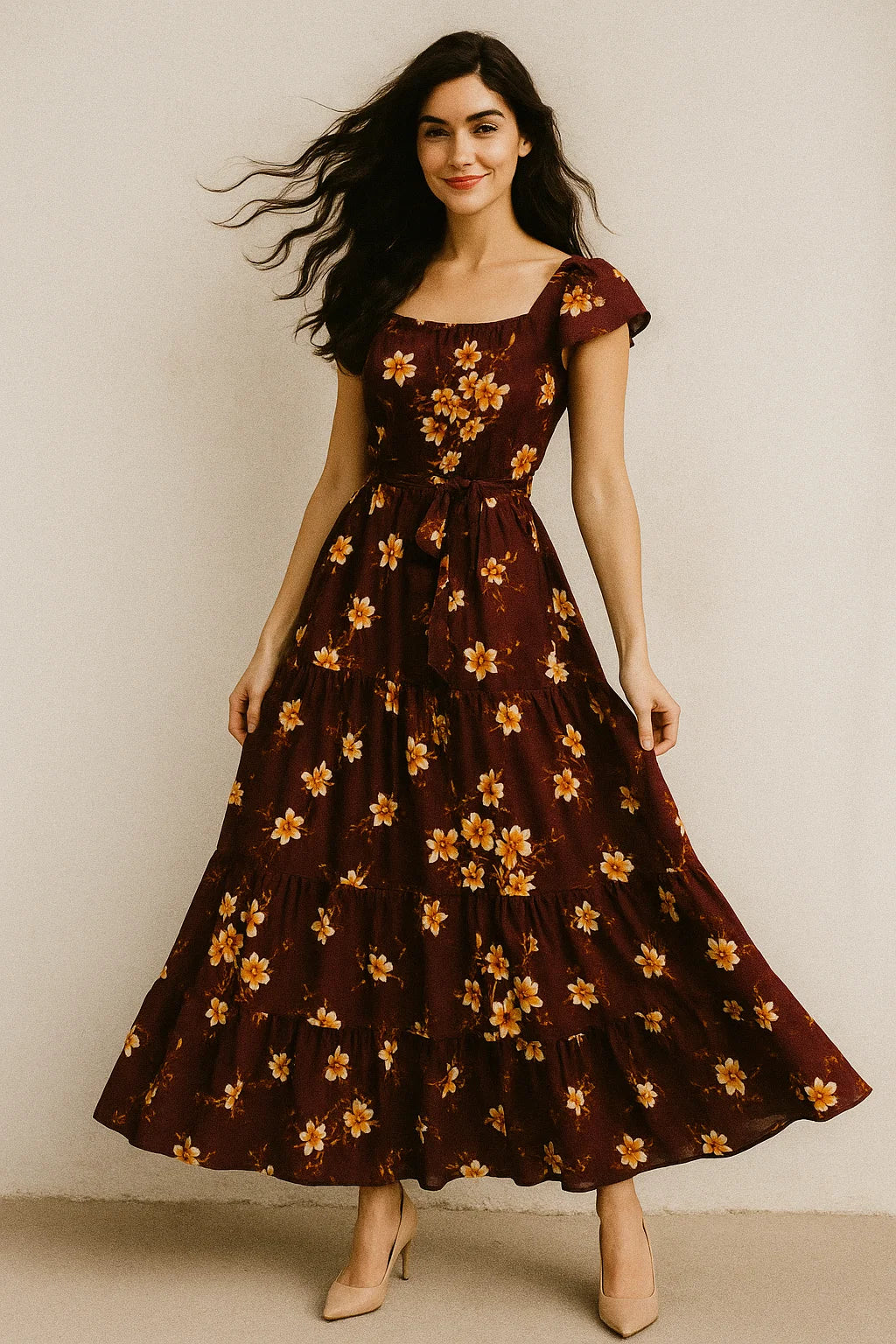 Attractive Yellow Lily Floral Flower Digital Printed Fabric - Poly Muslin