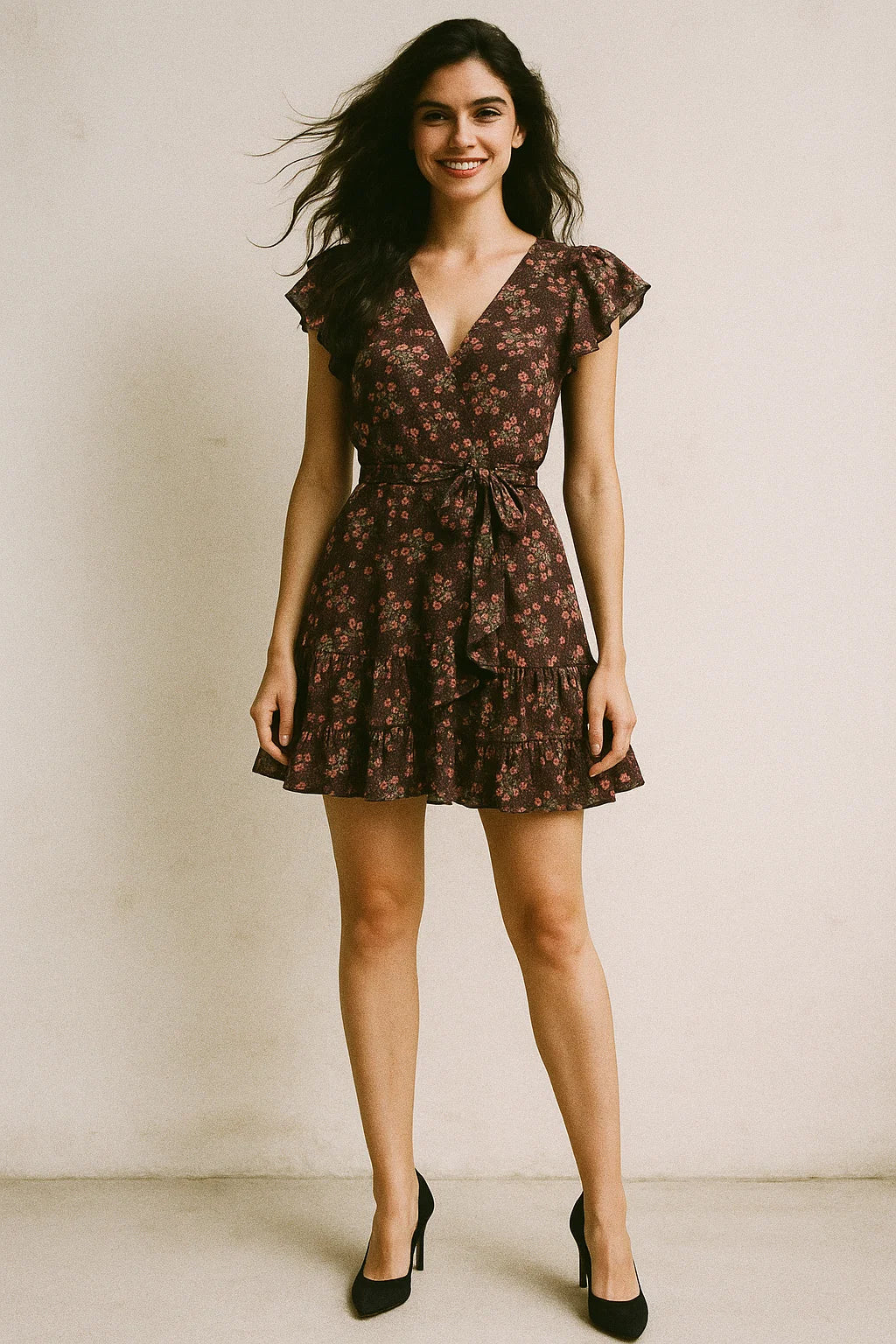 Beautiful Pink With Grey Leaves Digital Printed Fabric - Poly Muslin