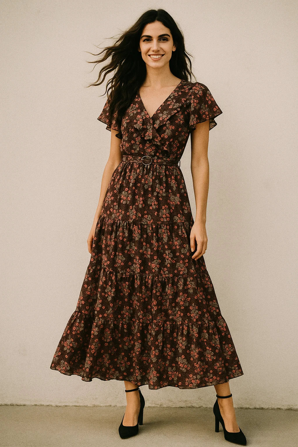 Beautiful Pink With Grey Leaves Digital Printed Fabric - Poly Muslin