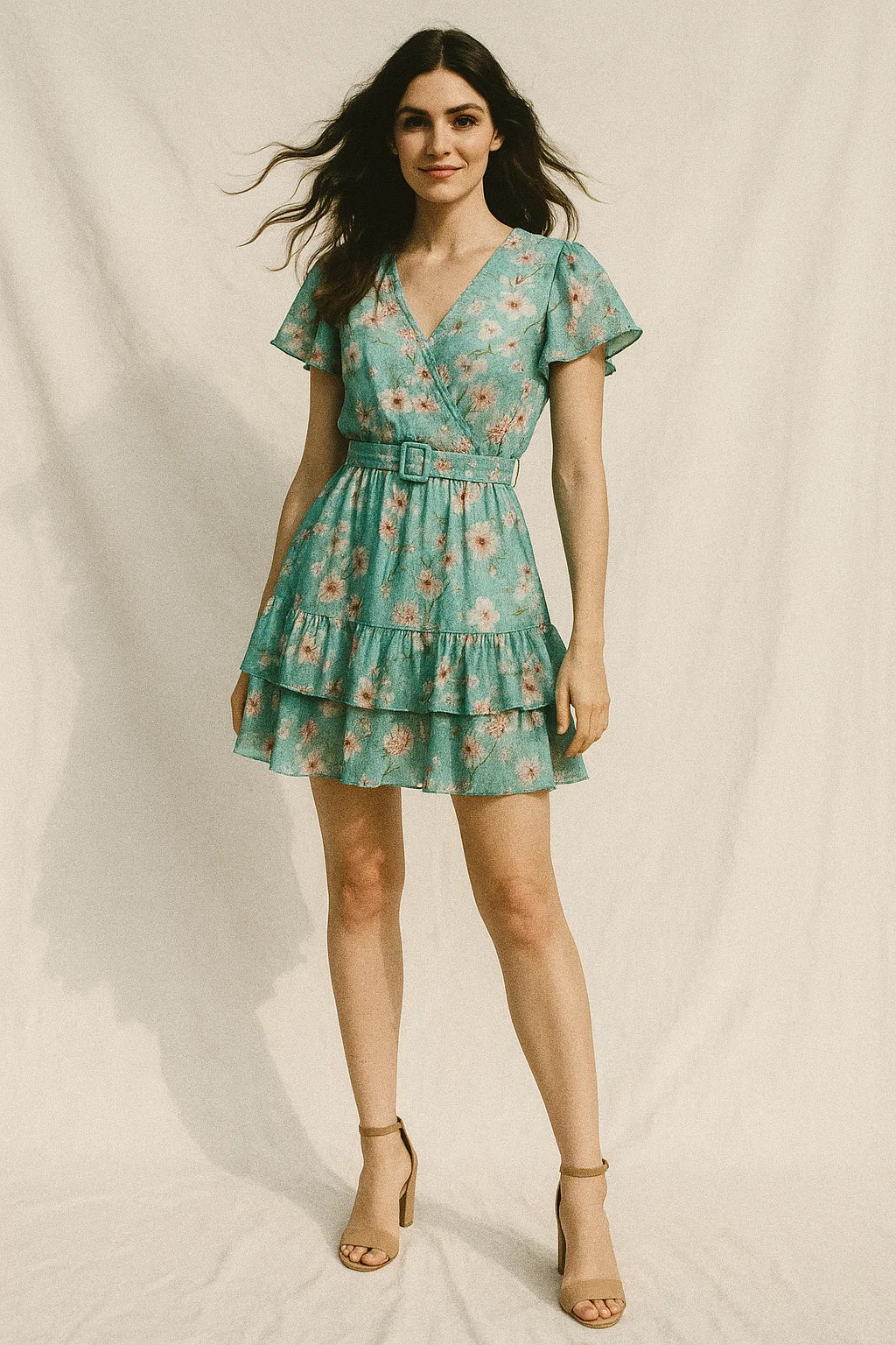 Periwinkle Floral Spring Flower Digital Printed Fabric - Poly Muslin