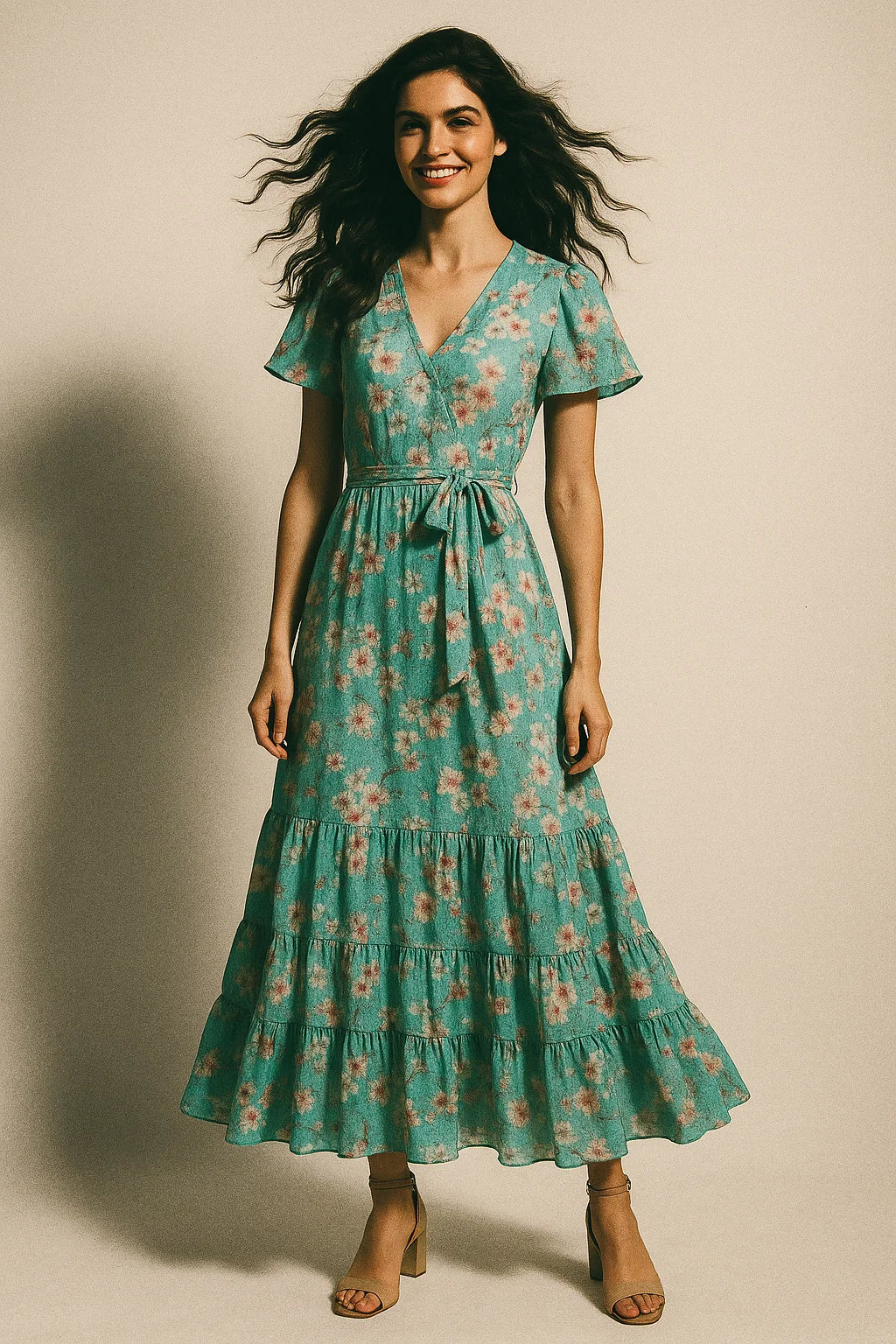 Periwinkle Floral Spring Flower Digital Printed Fabric - Poly Muslin