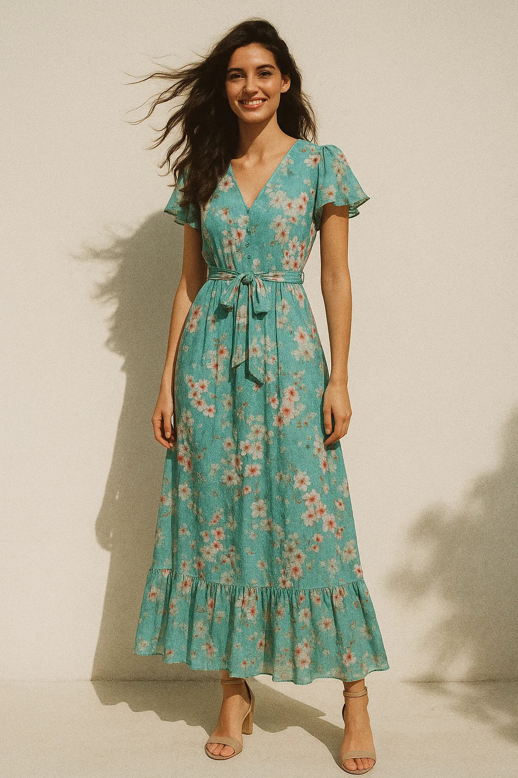 Periwinkle Floral Spring Flower Digital Printed Fabric - Poly Muslin