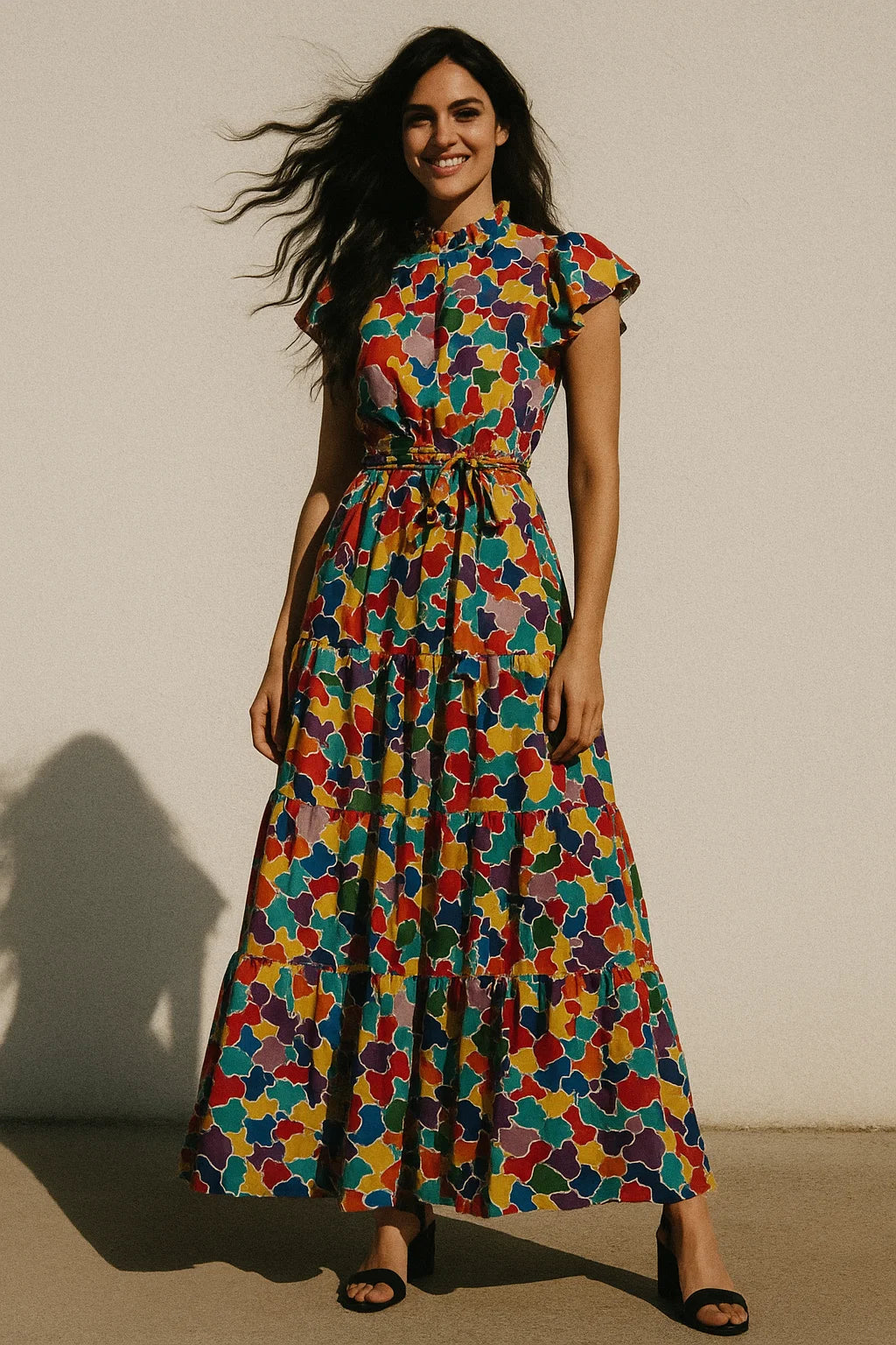 Colourful Marble Abstract Art Digital Printed Fabric - Poly Muslin