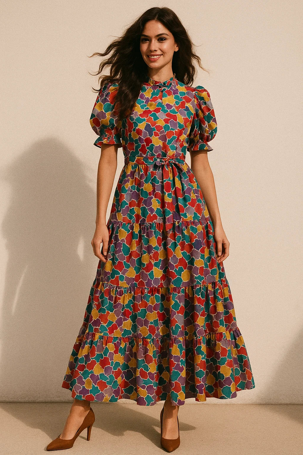 Colourful Marble Abstract Art Digital Printed Fabric - Poly Muslin