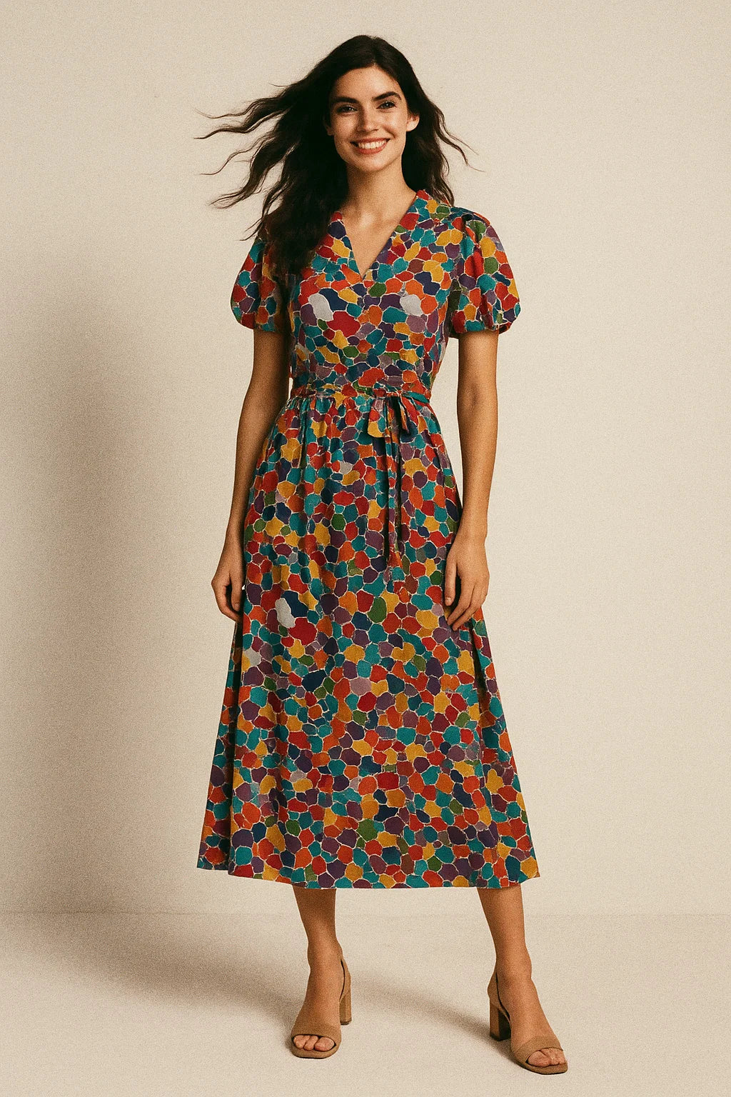 Colourful Marble Abstract Art Digital Printed Fabric - Poly Muslin