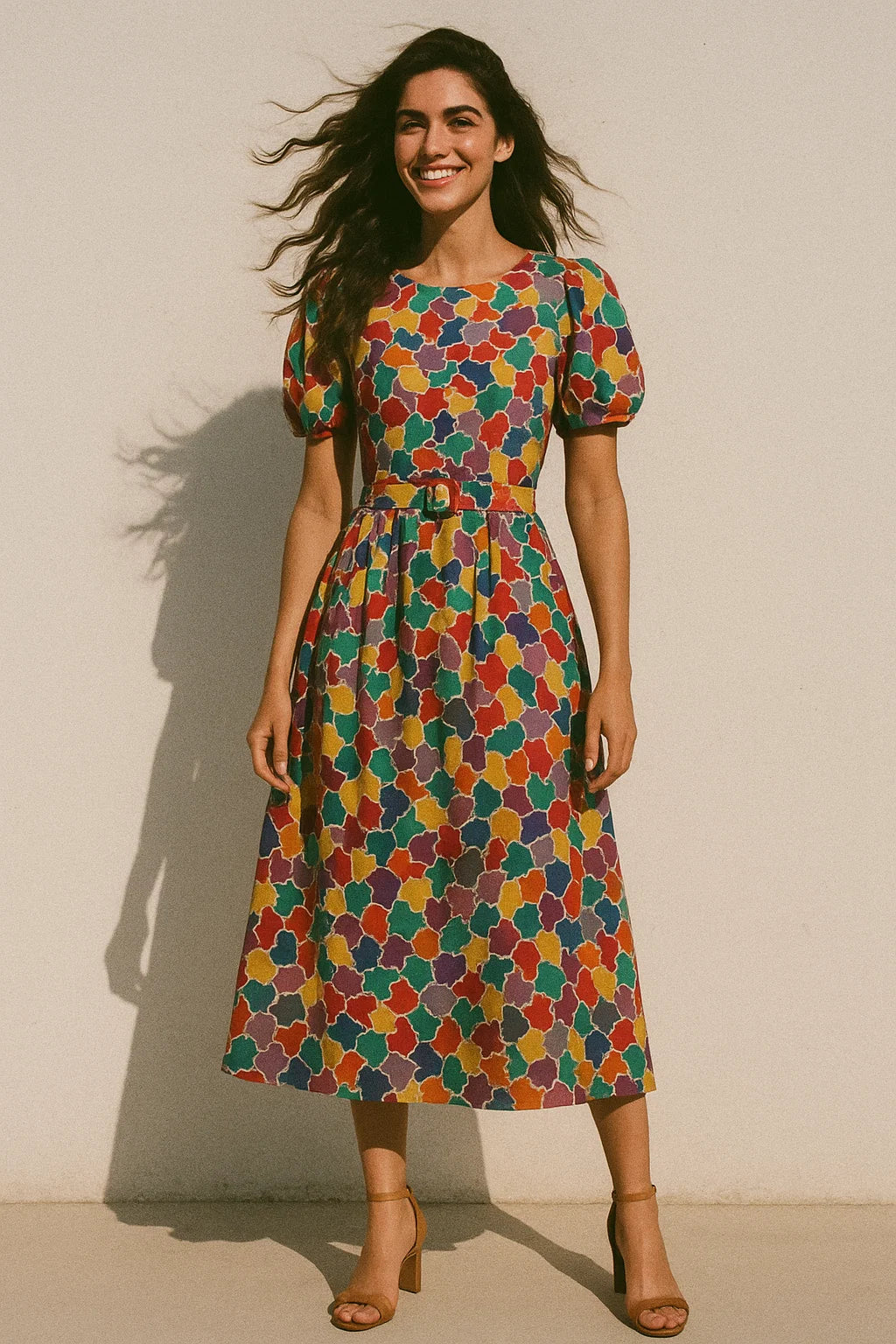 Colourful Marble Abstract Art Digital Printed Fabric - Poly Muslin