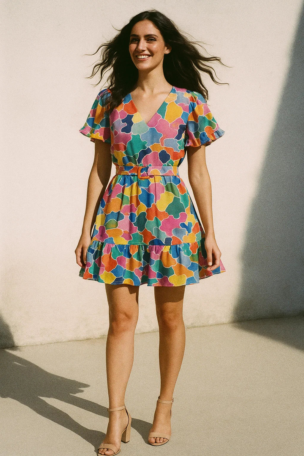 Seamless Rainbow Marble Art Digital Printed Fabric - Poly Muslin