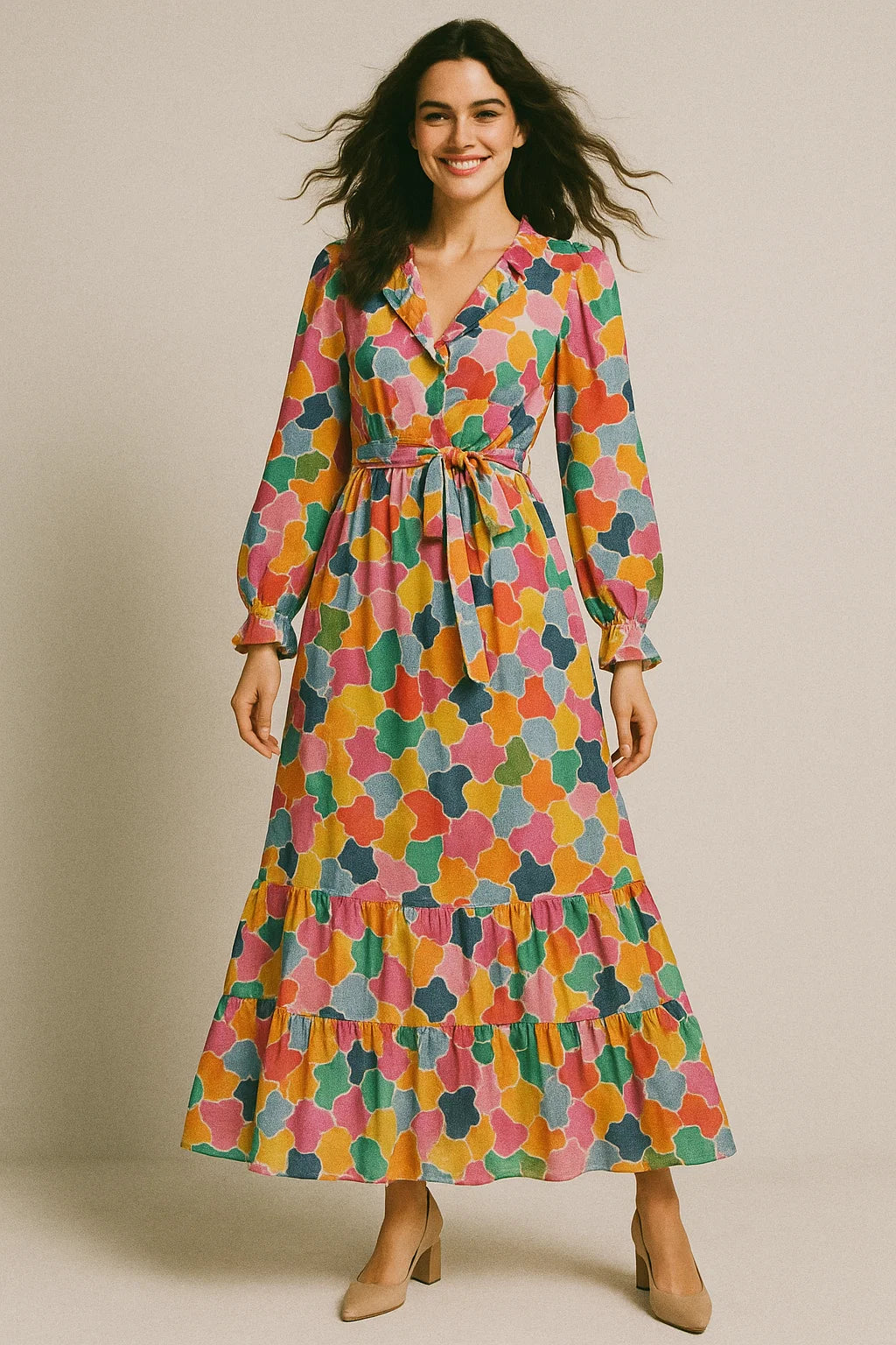 Seamless Rainbow Marble Art Digital Printed Fabric - Poly Muslin