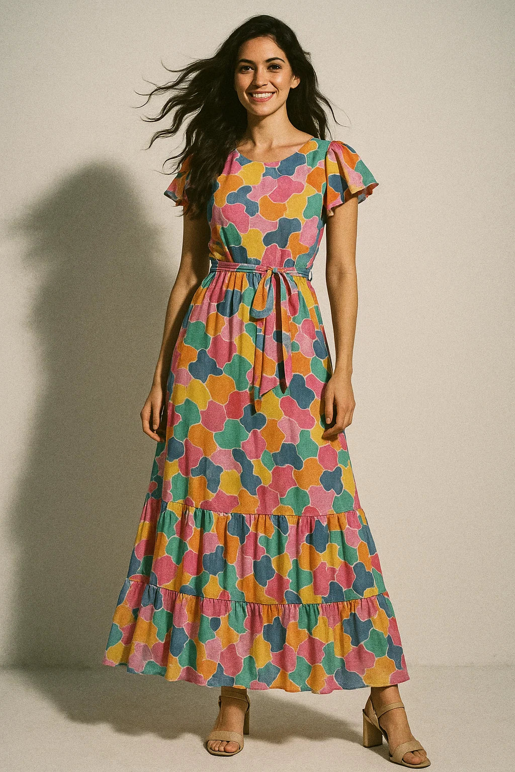 Seamless Rainbow Marble Art Digital Printed Fabric - Poly Muslin