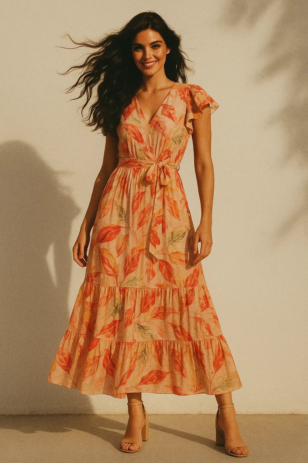 Beautiful Watercolour Gradient Autumnal Leaves Digital Printed Fabric - Poly Muslin