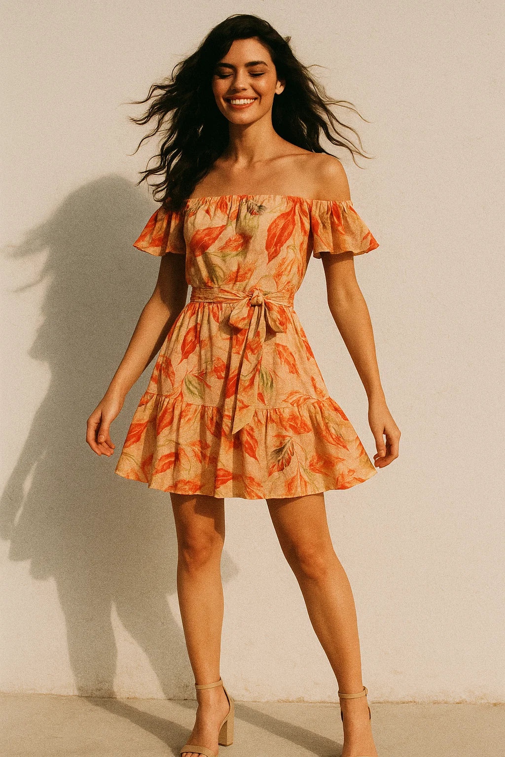 Beautiful Watercolour Gradient Autumnal Leaves Digital Printed Fabric - Poly Muslin