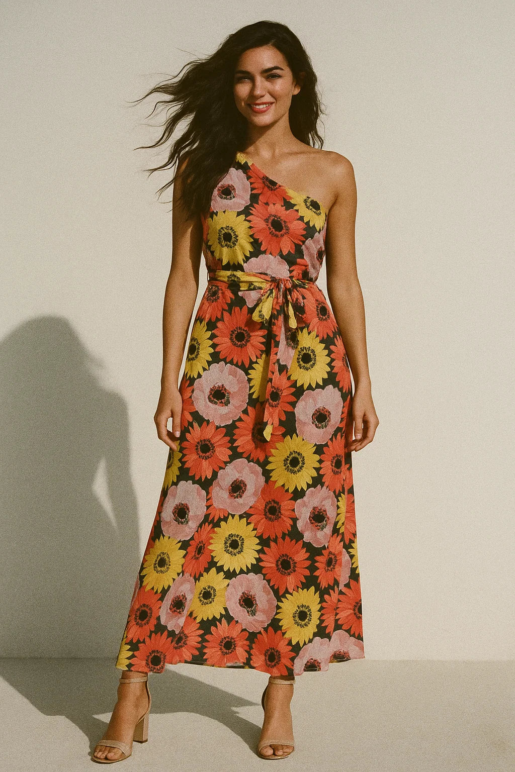 Watercolour Sunflower Digital Printed Fabric - Poly Muslin