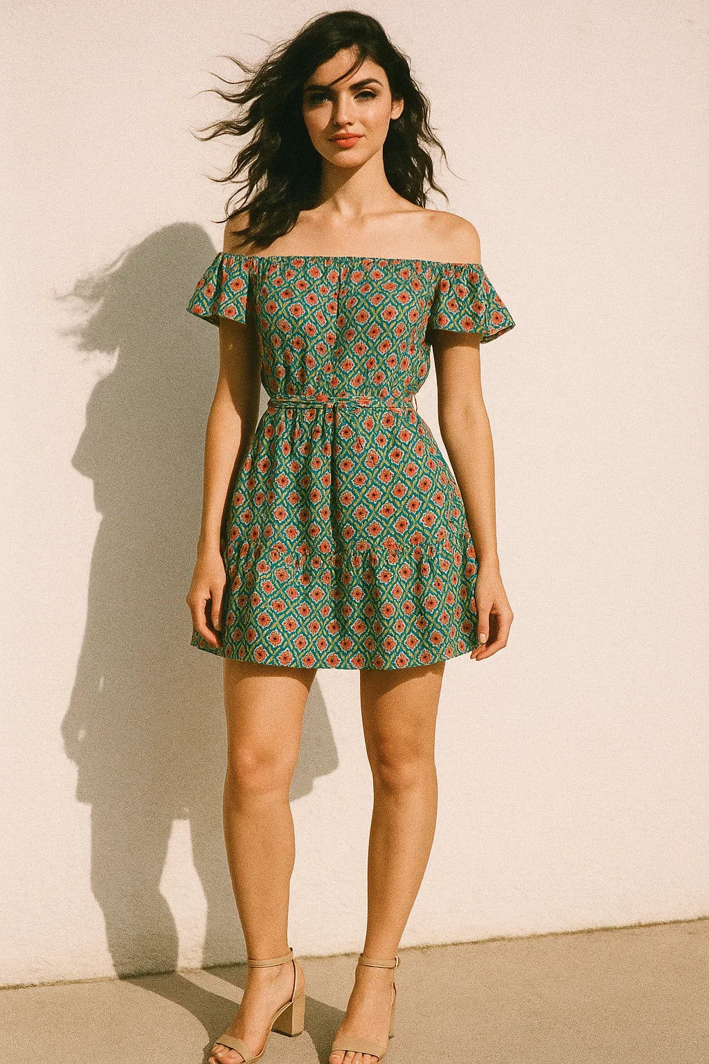 Tiny Decorative Allamanda Multicolour Digital Printed Fabric - Poly Muslin