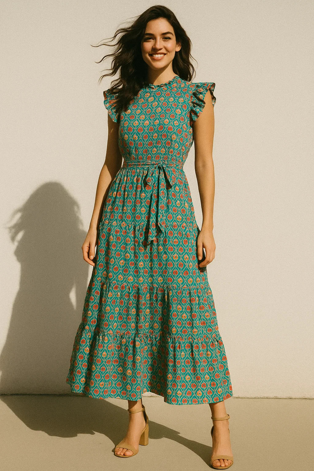 Tiny Decorative Allamanda Multicolour Digital Printed Fabric - Poly Muslin