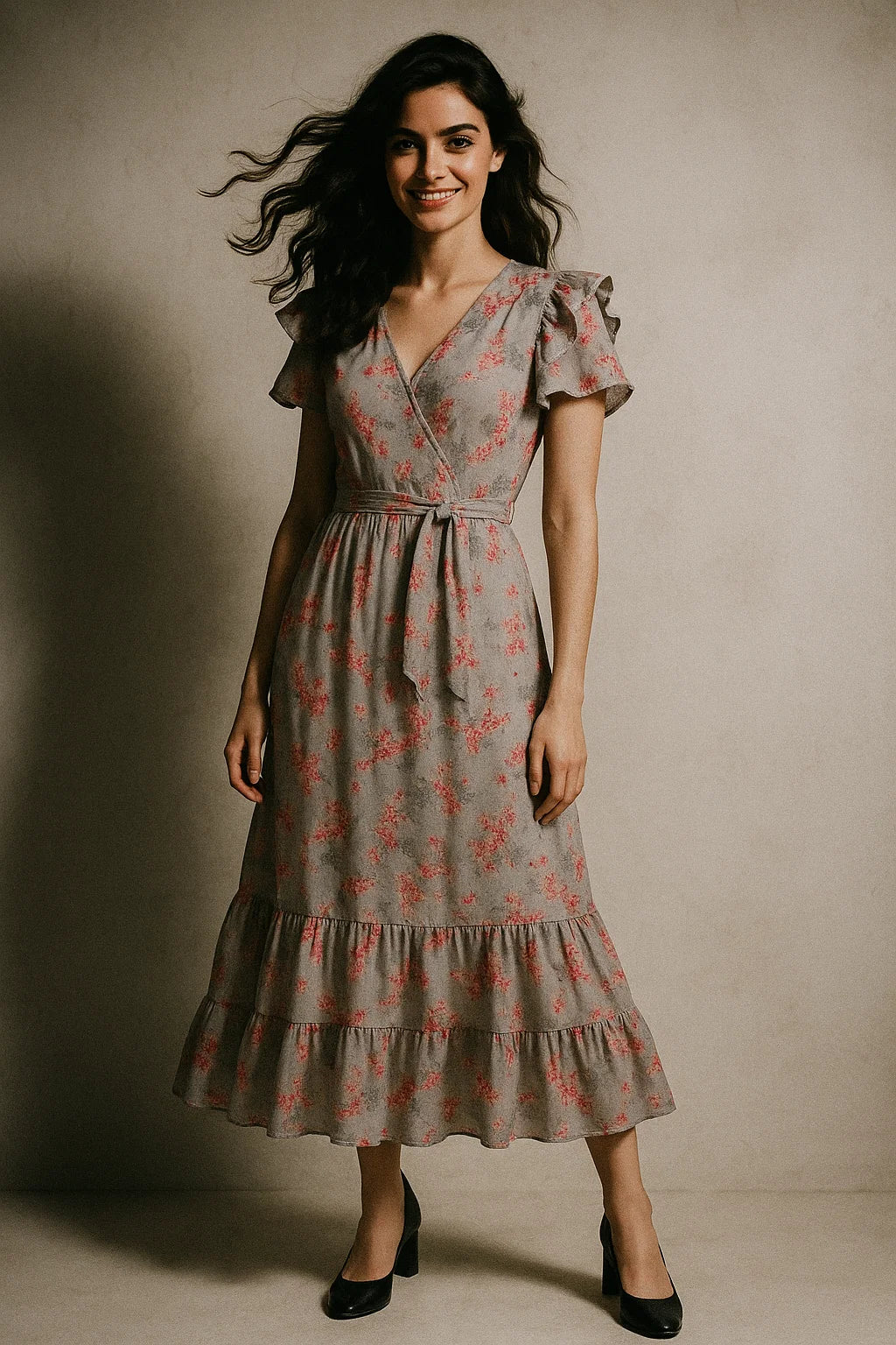 Tiny Pink Violet Floral Flower Digital Printed Fabric - Poly Muslin