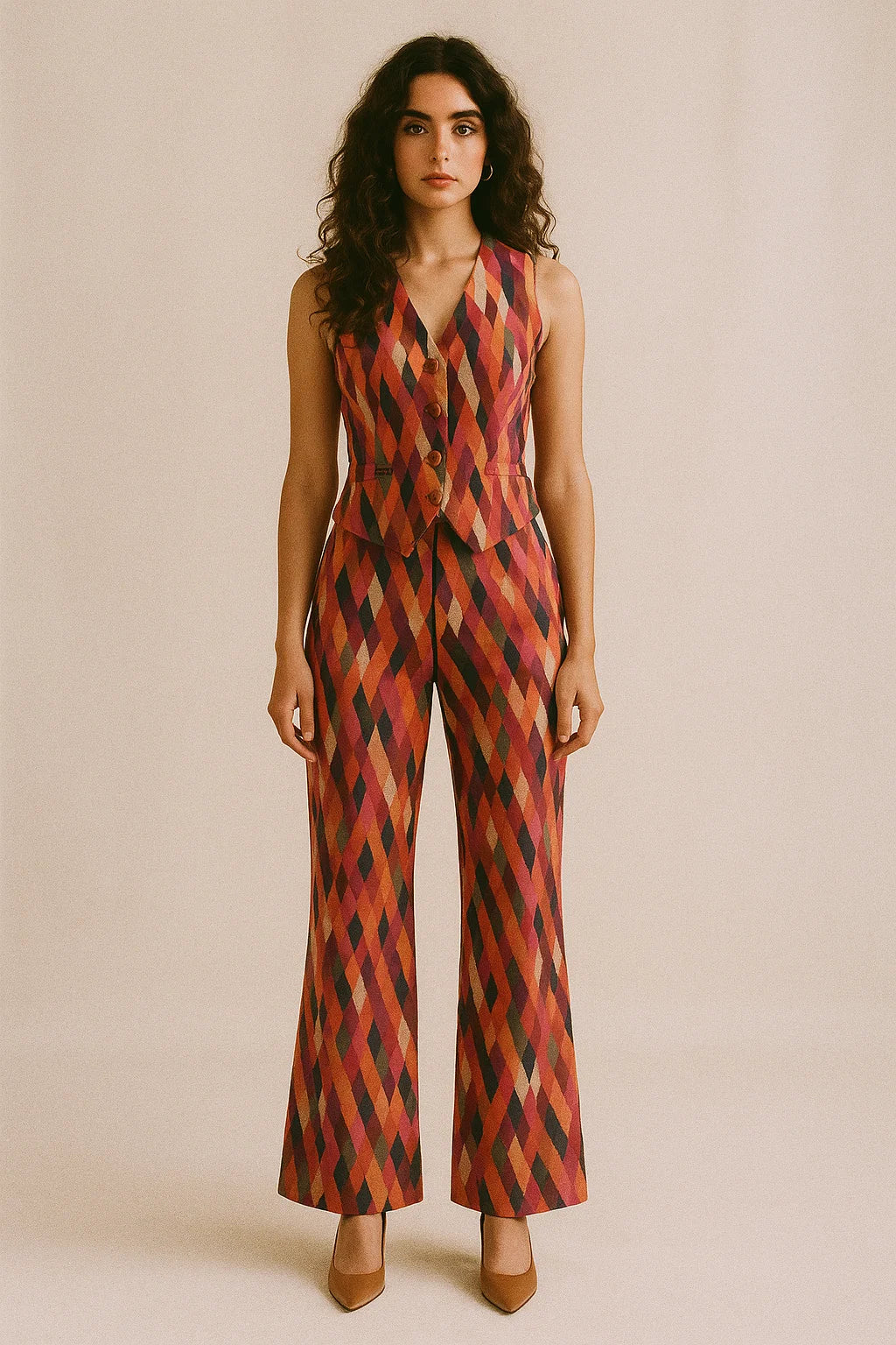 Multicolour Scales Repeat Digital Printed Fabric - Poly Muslin